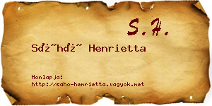 Sáhó Henrietta névjegykártya